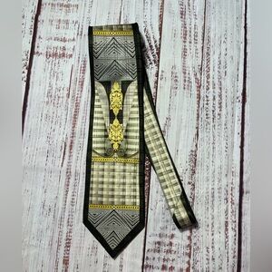 Jacques Ester 100 percent pure silk Green, Gold & Black Men's Tie